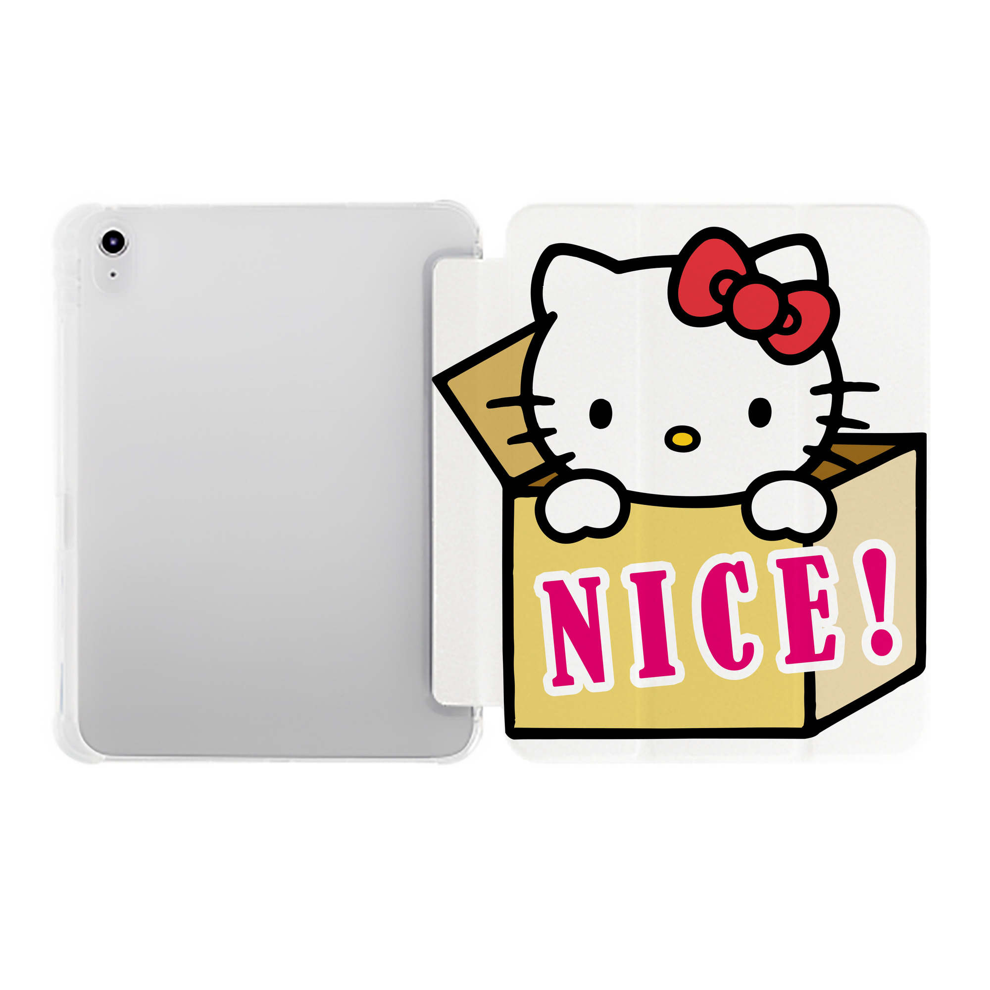 （画像用） Hello Kitty ハローキティ IPad ケース ペン収納付き 三つ折りスタンド PUレザー×シリコン 対応機種9.5/10.5/10.9インチ